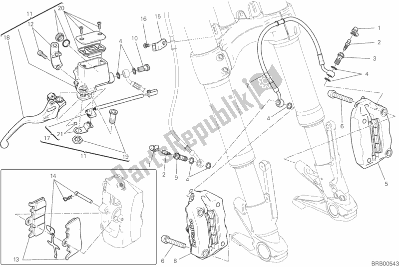 Toutes les pièces pour le Système De Freinage Avant du Ducati Monster 821 Stealth Thailand 2019